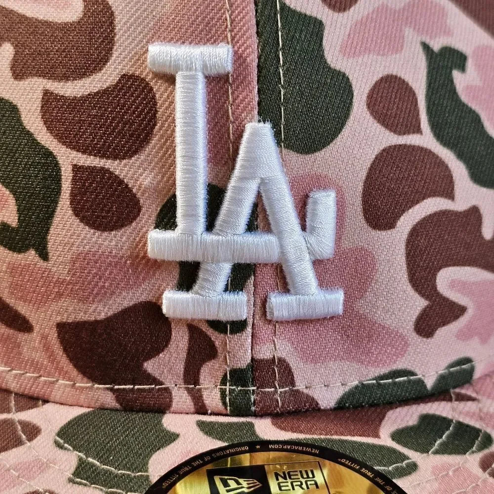 New Era Los Angeles Dodgers Duck Camo Hat Cap 59Fifty Brown Tan 1988 7 1/4 New